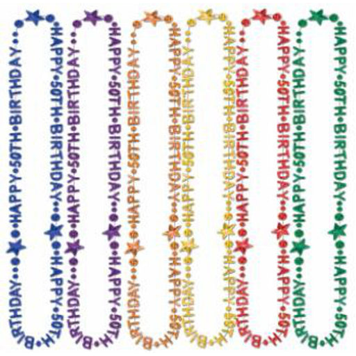 50th Birthday Beads Vibrant 36" Celebration Necklace (3/Pk)