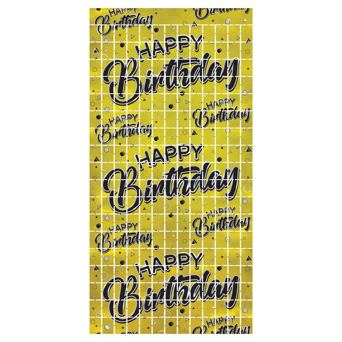 Happy Birthday Metallic Square Curtain