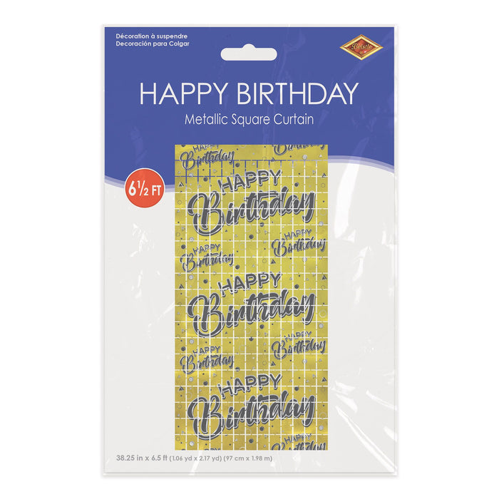 Happy Birthday Metallic Square Curtain