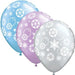 11" Snowflakes & Circles Assorted Latex Balloons (50/Pk)