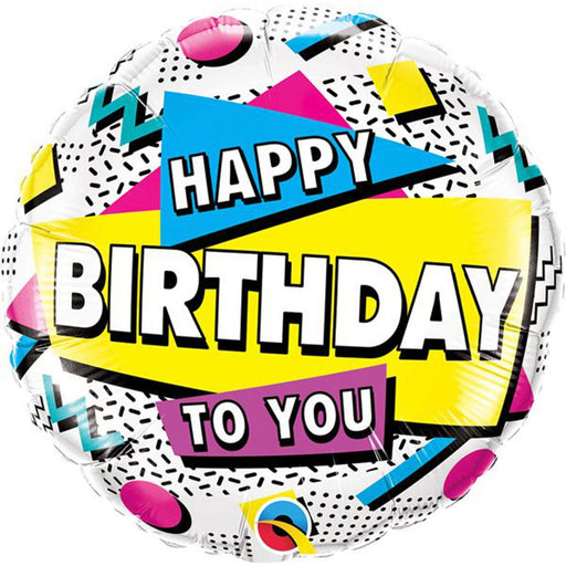 90'S Retro Birthday Party Plates - 18" Round Pack.