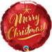 9" Christmas Gold Script Red Balloons (5/Pk)