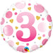 Age No 3 Pink Dots Foil Balloon - 18" (5/Pk)