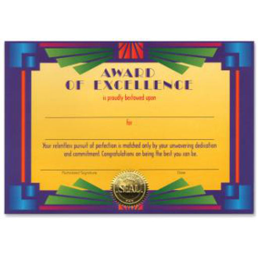 Award Of Excellence Certificate.