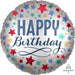 Bday Satin Balloon With Stars - 18" Round (40-Pack)