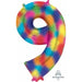 Colorful Number #9 Balloon | Rainbow Splash Design | 34 Inches Tall