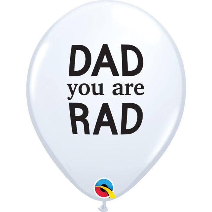 Dad You Are Rad White With Black 11" Balloons (50/Pk)