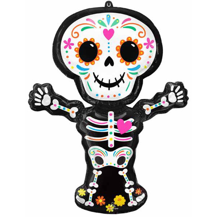 Halloween Day Of The Dead Skeleton Foil Balloon - 34"