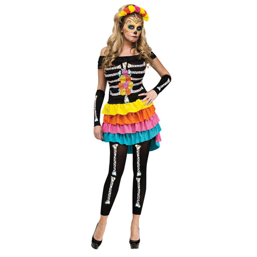 Dia De Los Muertos Costume Adult Sm/Md 2-8 (1/Pk)