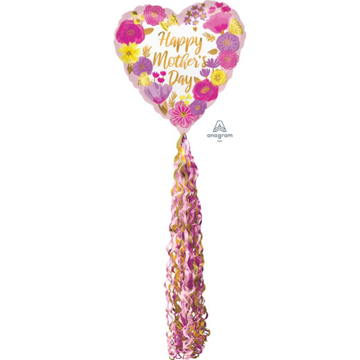 "Floral Pom Pom Airwalker Balloon - 84 Inches"