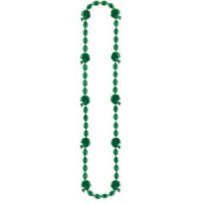"Football Beads Green - 36" Necklace (1/Card)"