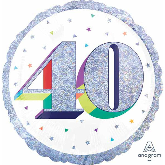 Here's To Your Birthday Foil Balloon - 40 (5/Pk)
