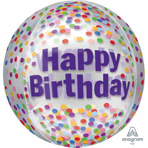 Happy Bday Funfetti Orbz Balloon