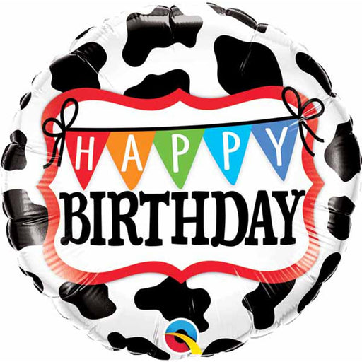 "Hbd Holstein Cow Pattern Round Decorative Package - 18 Inches"