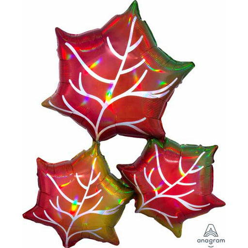 30" Jumbo Iridescent Leaves Foil Balloon (3/Pk)