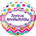 Joyeux Anniversaire Chevron Polka Dots 18" Round Balloon (5/Pk)