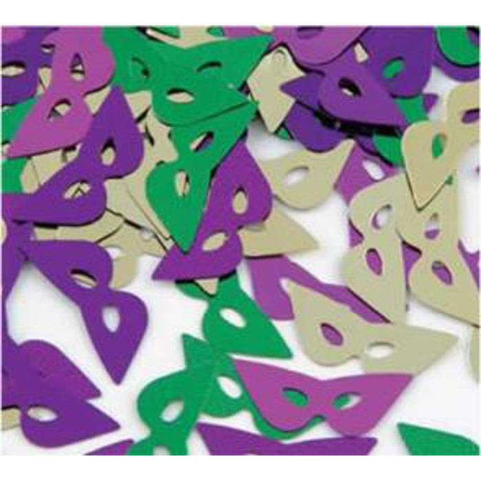 Mardi Gras Masks Confetti Mix - Gn,Gd,Pl