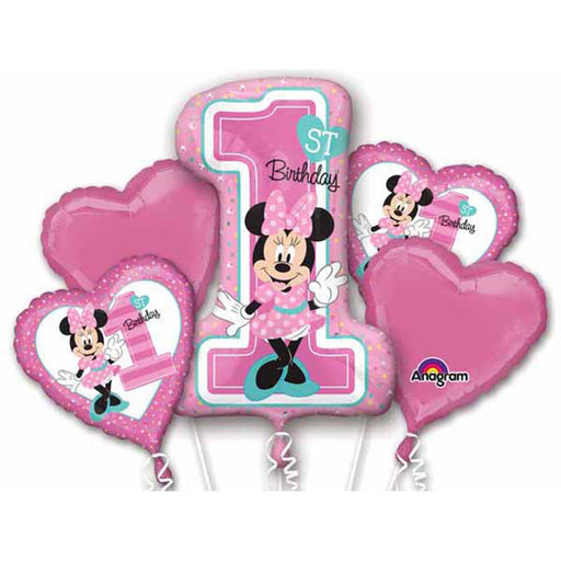 Minnie 1st Birthday Balloon Bouquet (1/Pk)