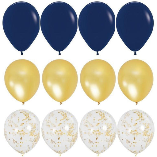 Navy Blue and Gold Balloon Bouquet - 24ct