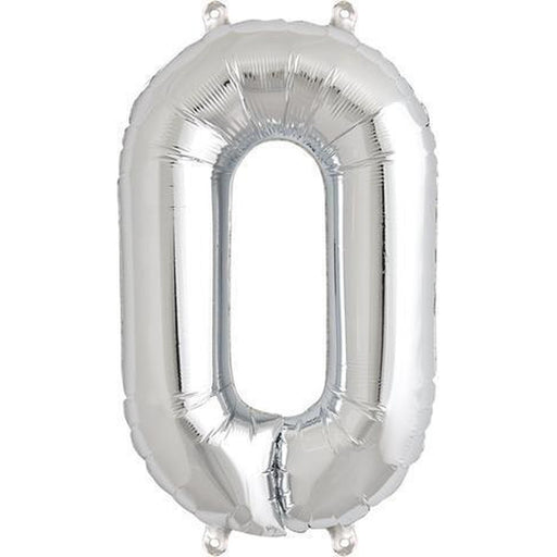 Number 0 Foil Birthday Balloon - Silver