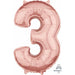 "Number #3 Rose Gold Balloon With Helium Tank Package"
