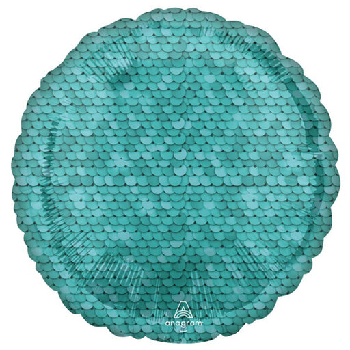 Ocean Blue Sequins Balloon - 18" Rnd Hx S18 Pkg