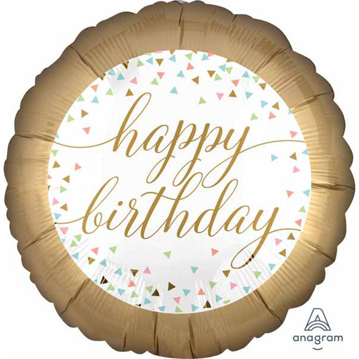 Pastel Confetti Happy Birthday 18" Round Balloon (5/Pk)