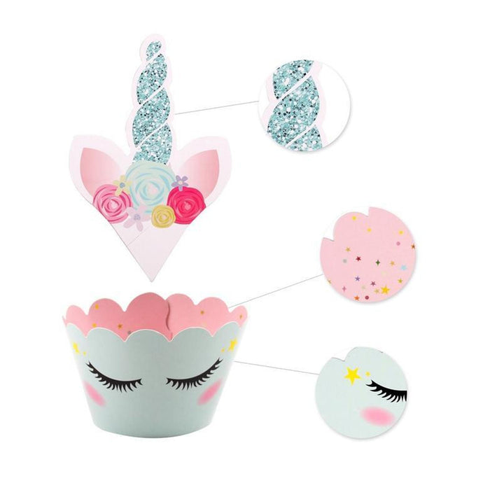 Pink and Blue Unicorn Party Cupcake Decorating Set 24ct