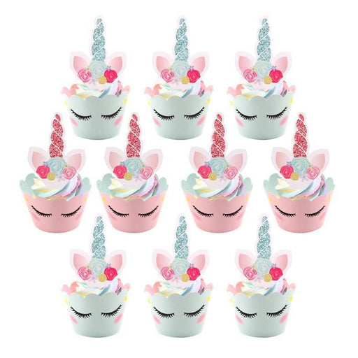 Pink and Blue Unicorn Party Cupcake Decorating Set 24ct