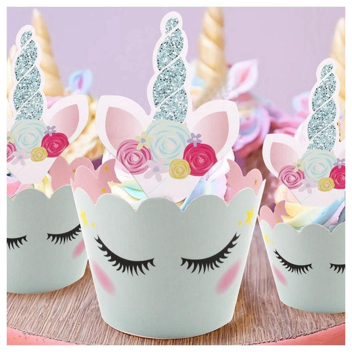 Pink and Blue Unicorn Party Cupcake Decorating Set 24ct