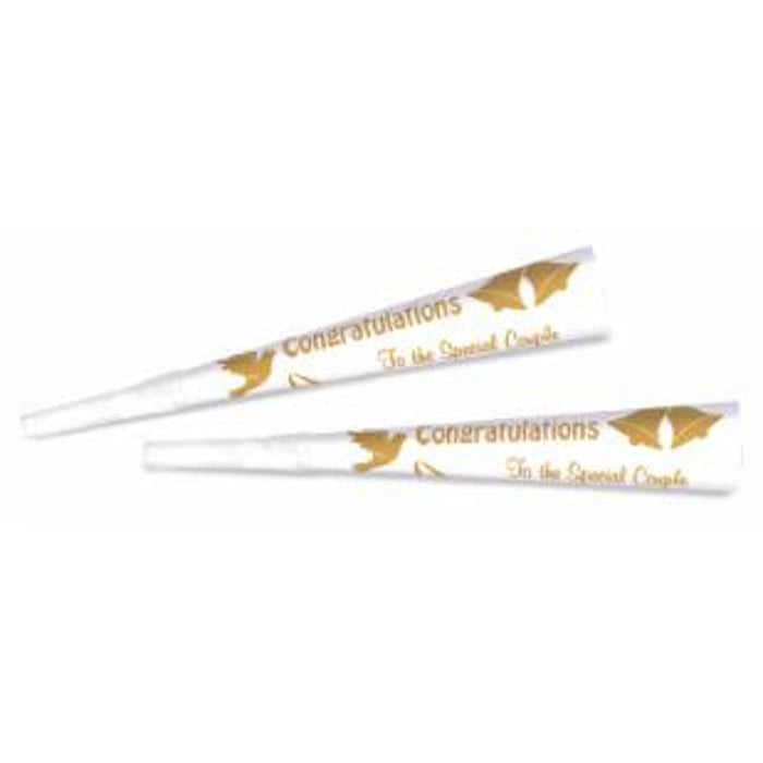 Printed Gold Horns For Weddings And Anniversaries - Set Of 8 (9 Inches)