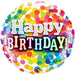 A 9-inch air-fill balloon in multicolor with birthday rainbow confetti, ideal for lively celebrations