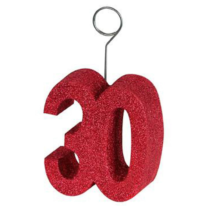 Red Glittered #30 Photo/Balloon Holder
