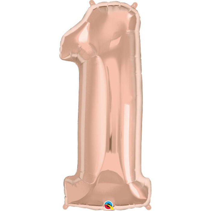"Rose Gold Number #1 Balloon - 34 Inches Tall"