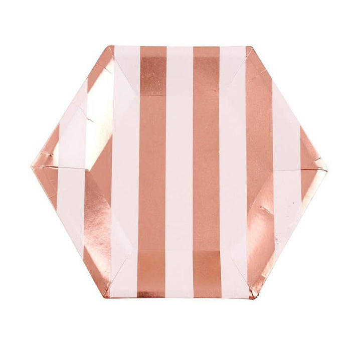 Rose Gold Party Tableware Set - Stripes