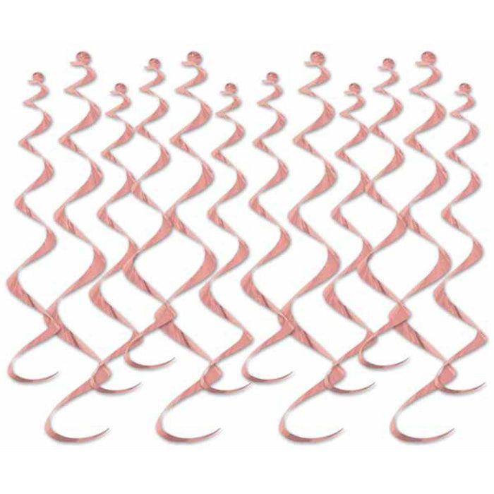 Elegant Rose Gold Metallic Whirls Enchanting Party Decor Set (12/Pk)