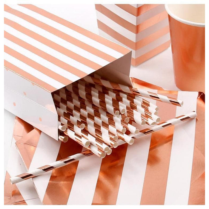 Rose Gold Party Tableware Set - Stripes