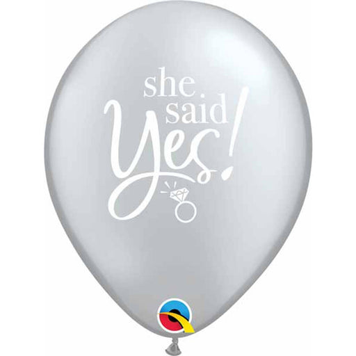 She Said Yes! Silver Balloons - Pack Of 50 (11" Size)