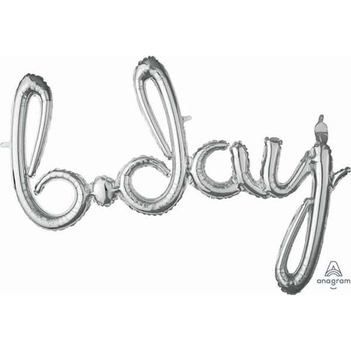 37" Phrase B-Day Silver Air-Fill Foil Balloon (3/Pk)