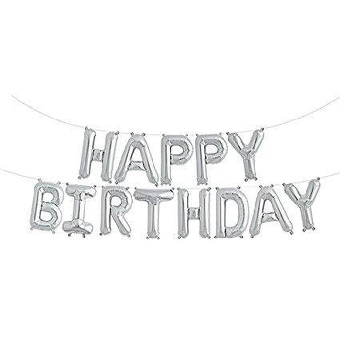 Silver Happy Birthday Balloon Banner