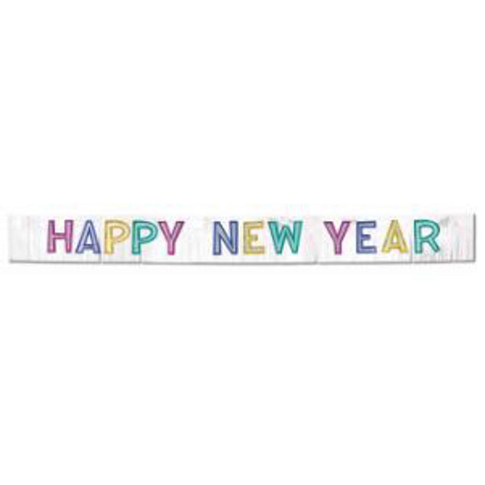 Sparkling Hny Metallic Glitter Banner Elevate Your Celebration (1/Pk)