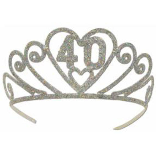 Radiant Milestone Glittered Metal '40' Tiara (1/Pk)