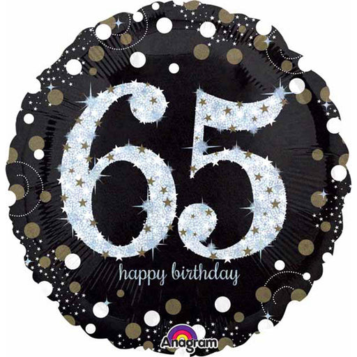 Sparkling Bday 65 18" Holo S55 Flat Balloon