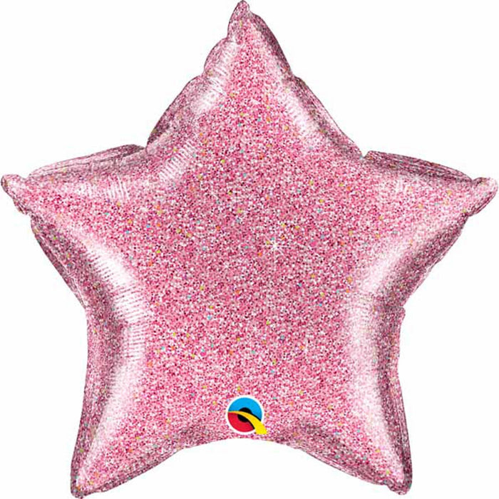 "Sparkling Pink Glitter Star Balloon - 20 Inch"