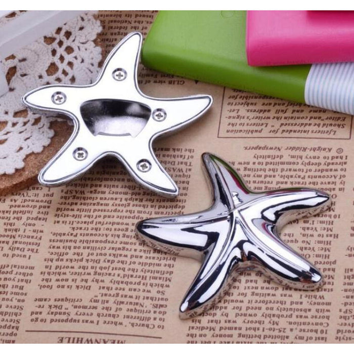 Starfish Bottle Opener Party Favor in Rose Gold and Silver Colors
