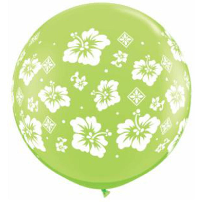 Trop Hibiscus Flower Lime Set Of 2 (3' Height)