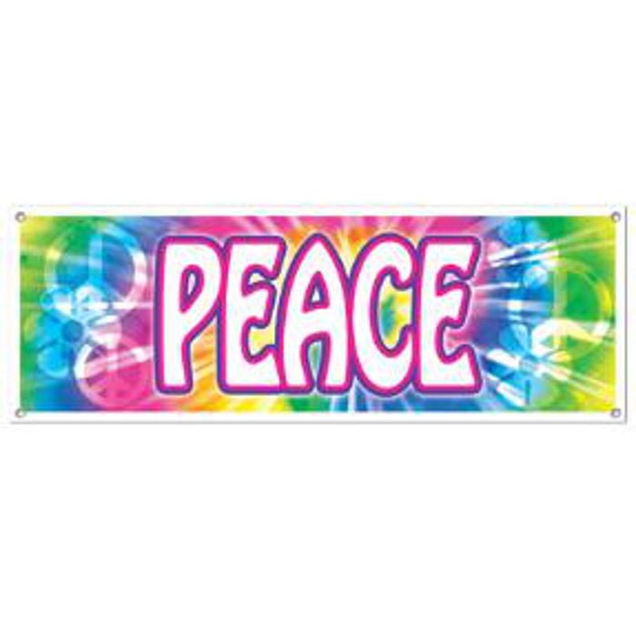 "Vibrant Peace Sign Banner For Your Event – 5'X21" (1/Pkg)"