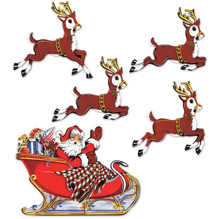Vintage Christmas Santa & Sleigh (1/Pk)