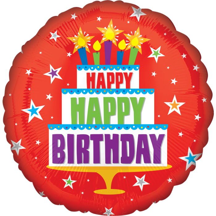 18" Birthday Cake Red Foil Balloon