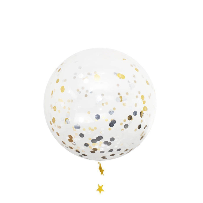 36-inch Giant Gold and Silver Confetti Balloons 12ct - Shimmer & Confetti